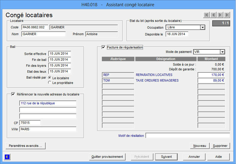 Assistant congé locataires