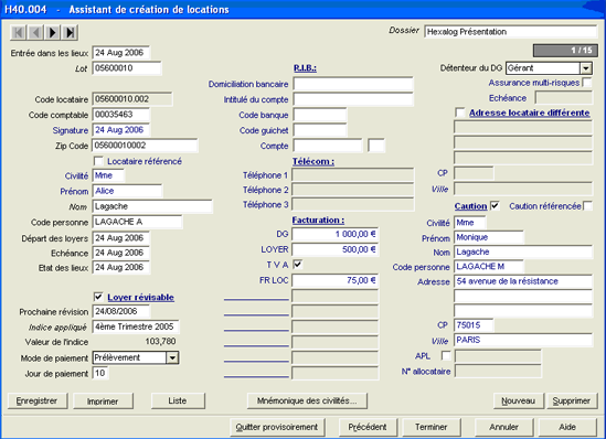 Assistant de création de locations